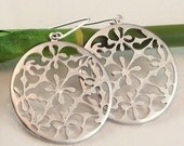 Chandelier Earrings Exotic Large Round Filigree Sterling Silver Ear Wires - Door to Morocco - Bridal Bride