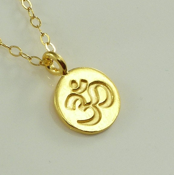 OM Charm Vermeil Om Necklace 14K Gold Filled Chain Yoga Lover Meditation Jewelry -  Handmade Office Fashion