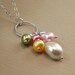 Pearl Necklace Freshwater Cultured Pastel Dangles - Spring Garden - Handmade Winter Fashion