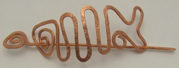 Copper Fish, Hair, Shawl Closure Pin.