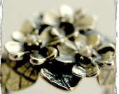 Floral sterling silver leaf ring with fresh water pearls - Moon garden  .