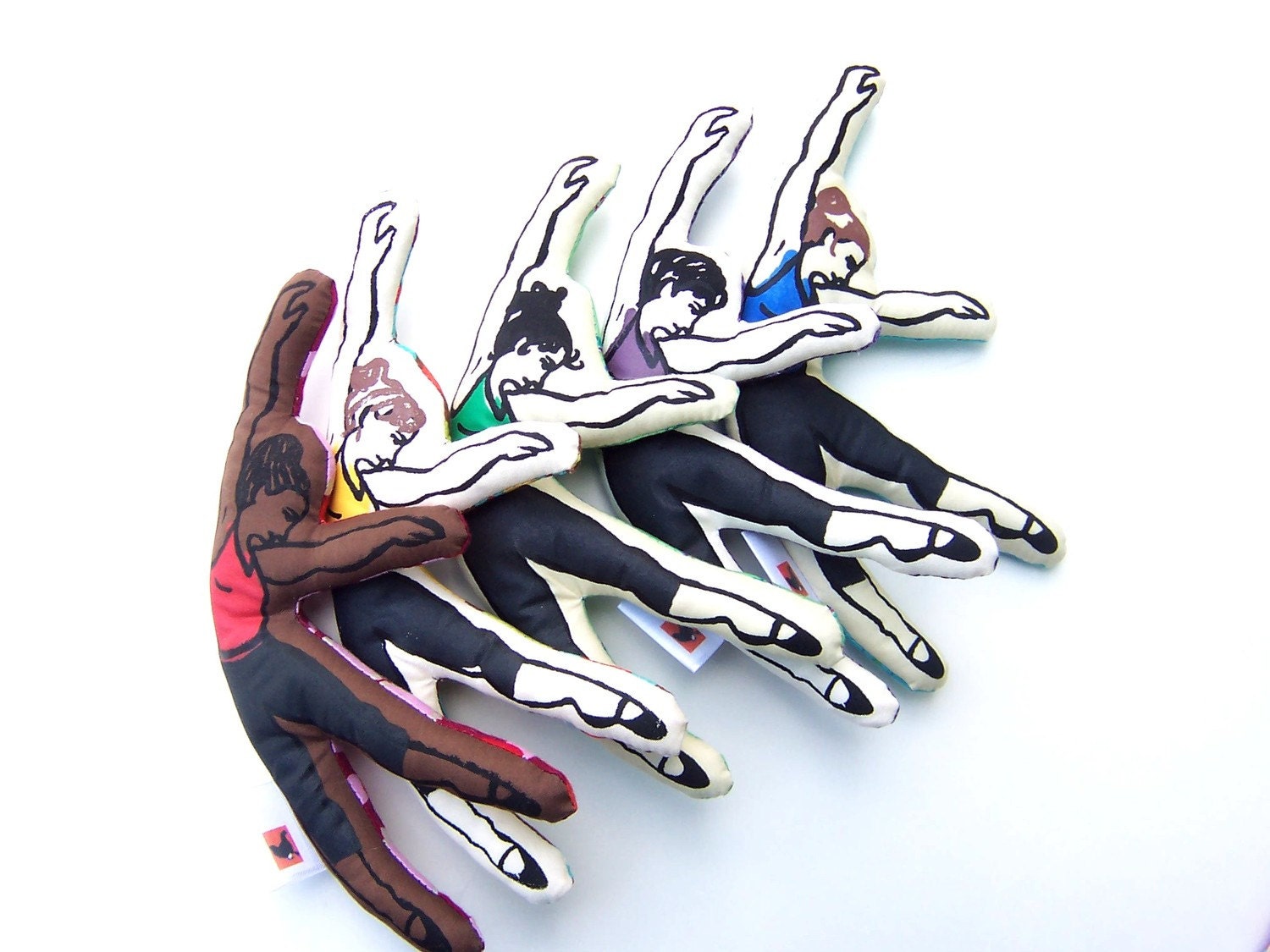 Set of Screen Printed Dancer Dolls, 5