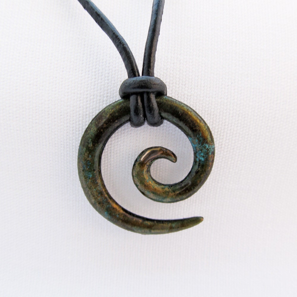 Koru Tribal Pendant in bronze moss