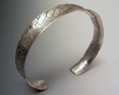 Sterling Silver Matte Finish Etched Textured Micro-Formed Cuff Forged Hammered