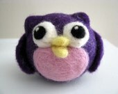 Pink and Purple Needle Felted Owl
