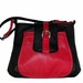 Black and Red Genuine Leather Purse With Adjustable Strap