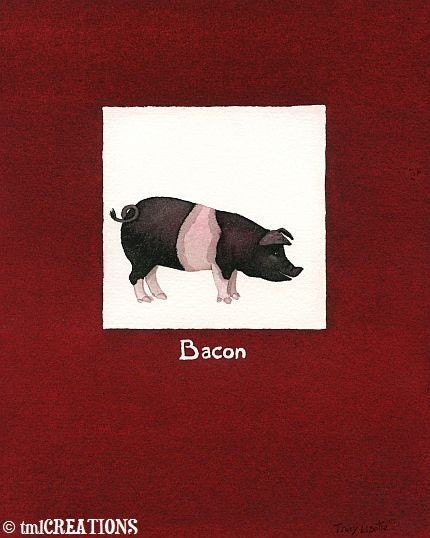 Bacon - 8x10 archival watercolor print by Tracy Lizotte