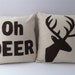 OH DEER, a Deer head Silhouette PAIR of pillows / cushions -- 14in (36cm) sq