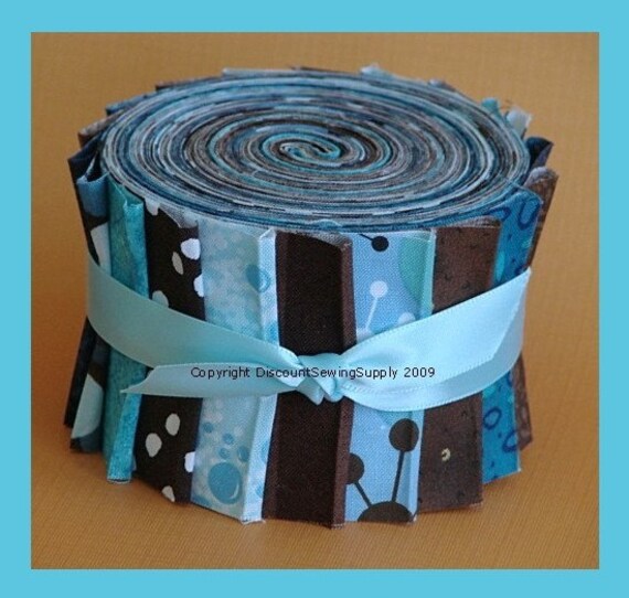 Jelly Roll Brown & Teal Turquoise fabric by DiscountSewingSupply