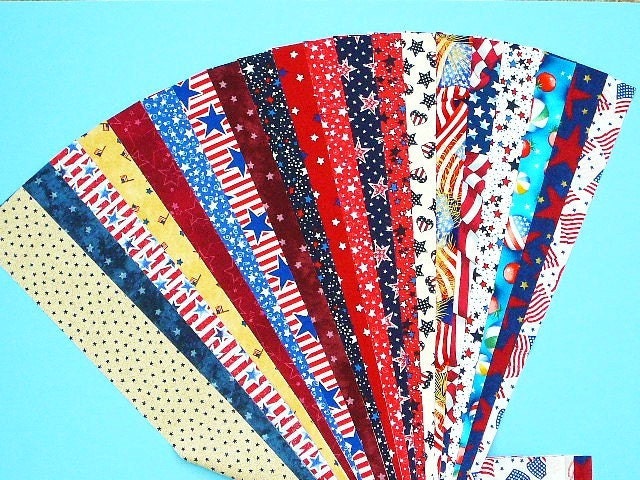 Patriotic Jelly Roll Quilt Strip Pack Cotton Quilting Fabric Die Cut No Dups