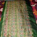 Vintage Thai Hand Loomed Iridescent Silk Ikat Panel Emerald Green with Undulating Diamond Pattern