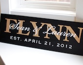 Personalized Family Name Wood Sign with Established Date Painted Wood Plaque- Perfect Gift Idea - ETS-02
