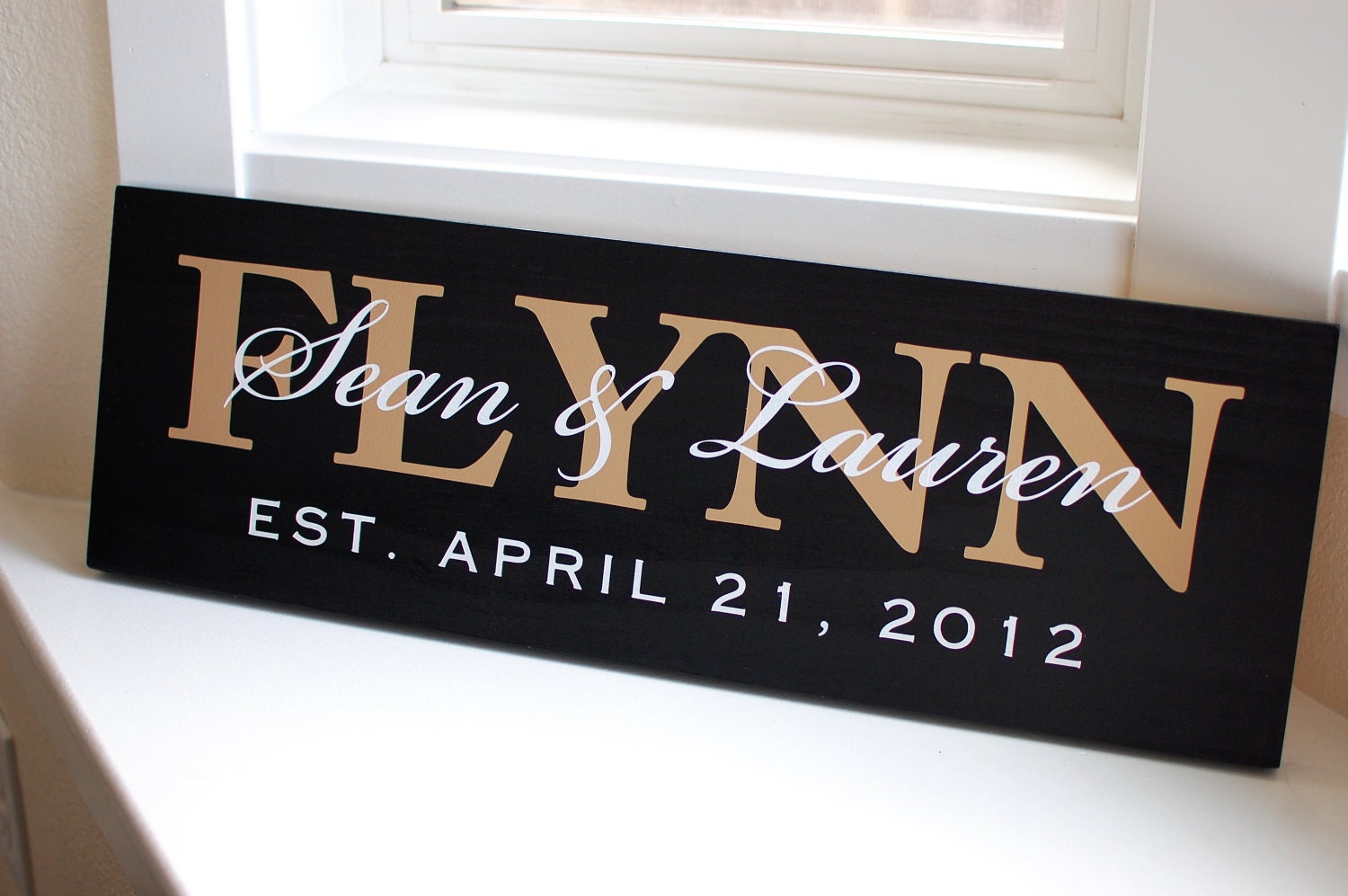Personalized Family Name Wood Sign with Established Date Painted Wood Plaque- Perfect Gift Idea - ETS-02