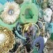 vintage & not Broken and NOT Jewelry Parts repair Salvage - blue green silver metal gold brass mod retro rhinestone  glass flower plastic  faux costume chain earring bead necklace findings cat copper heart  assemblage mixed media