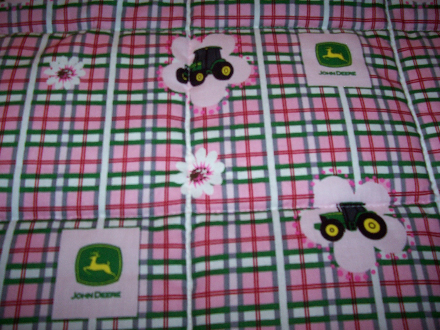 Handmade Baby John Deere Tractors Girl Cotton Baby/Toddler Quilt-NEWLY MADE 2012