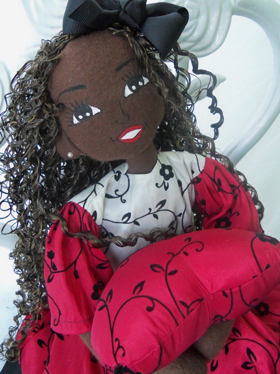Handcrafted cloth ooak doll African American