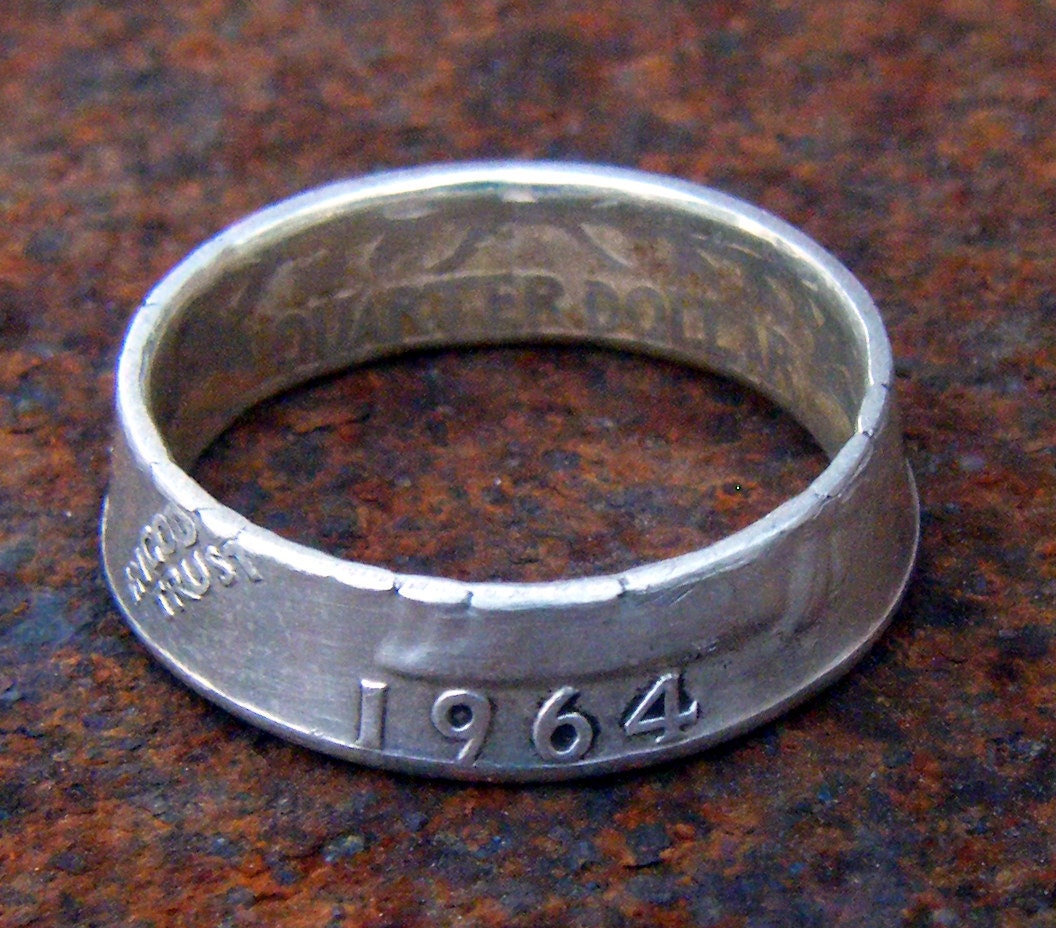 1964 Washington SILVER Quarter Ring Size 8.25
