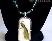 Peacock Pendant and Swarovski Crystal Necklace - emkpainter