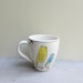 Ceramic yellow and blue bird coffee cup mug, gift for co worker, hostess gift