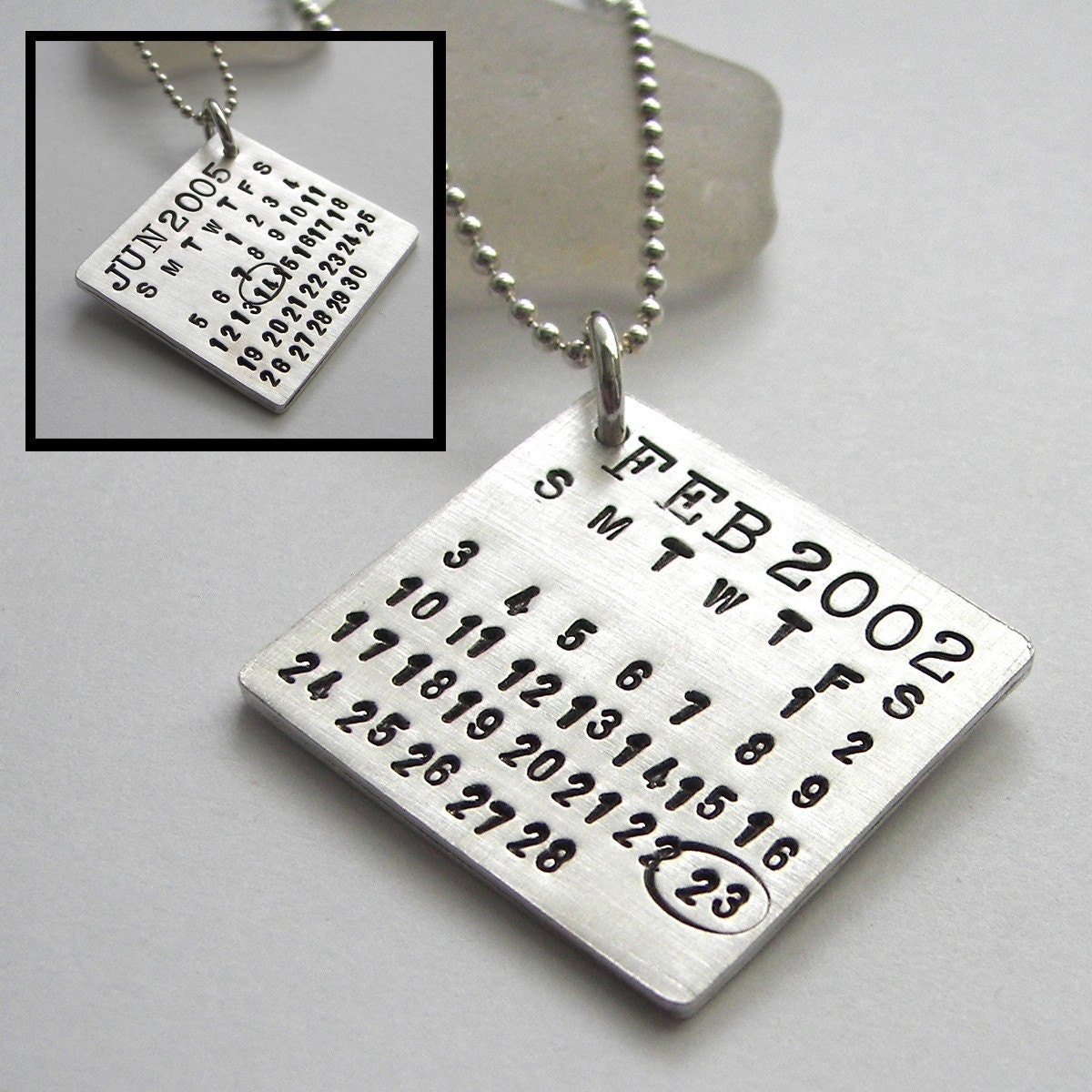 Two Calendars in One -- Mark Your Calendar Necklace - personalized sterling silver necklace