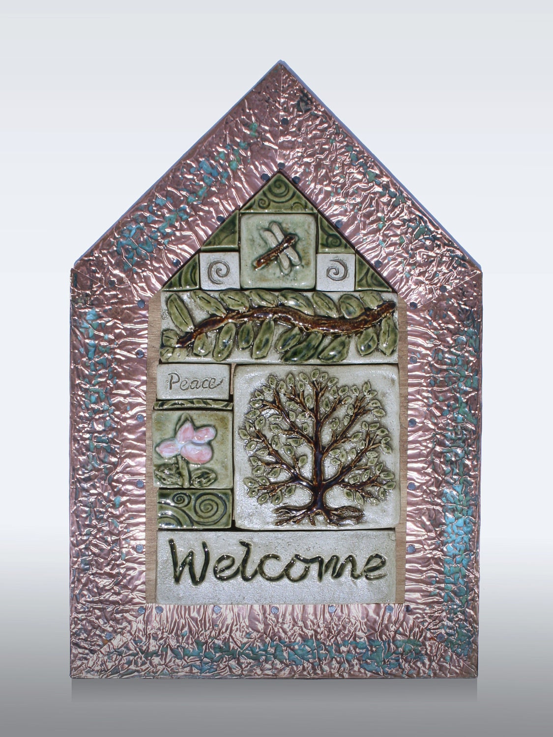 Welcome Tile Mural with tree 10x15"