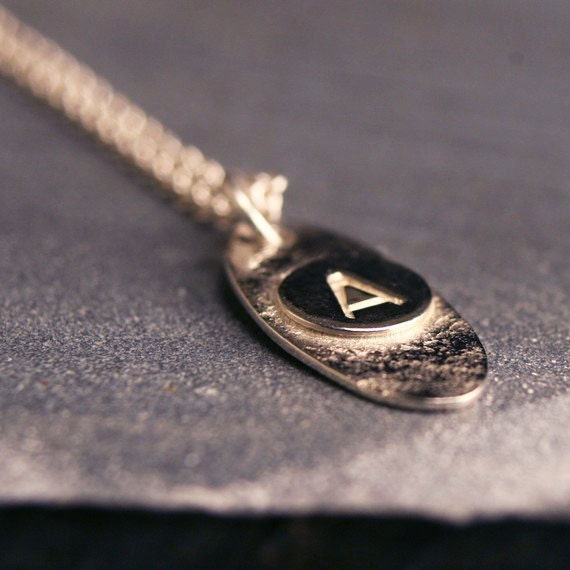 Sterling silver hammered personalized initial monogram pendant