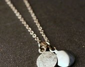 Sterling silver hammered and polished disc charm pendant