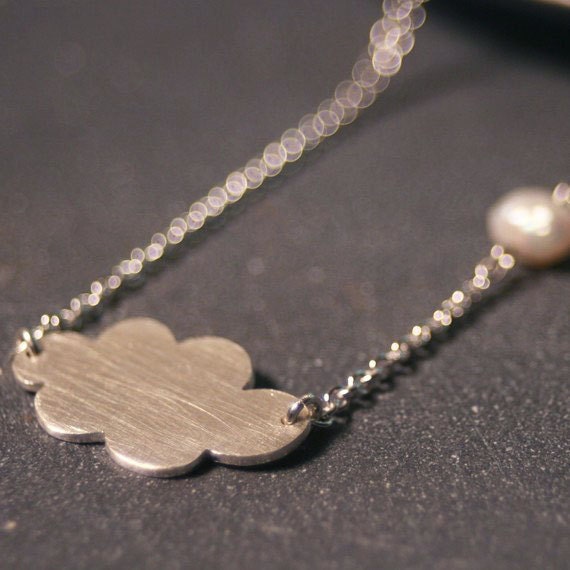 Sterling Silver Cloud Pendant with Pearl