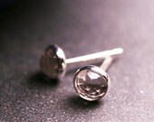 Rose cut white topaz and sterling silver bezel set earrings 4mm