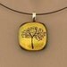 Tree of Life with swirling branches yellow dichroic pendant 1371