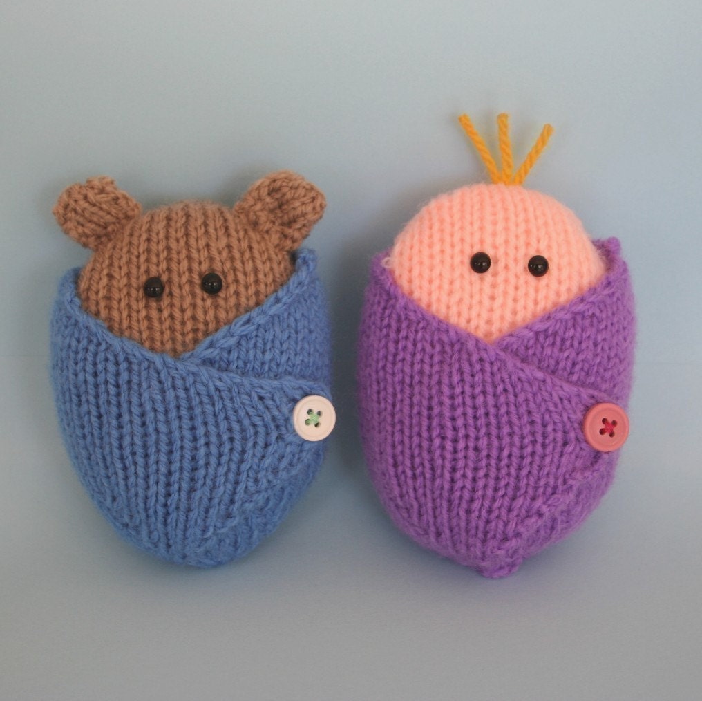 Wrapped Up Baby and Baby Bear - INSTANT DOWNLOAD PDF Knitting Pattern