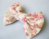 Floral Hair Bow Barrette Vintage Cotton Print