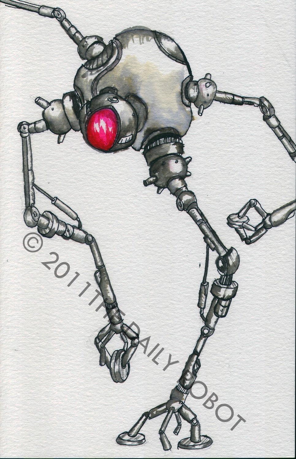 Spindly Robot Painting - Original