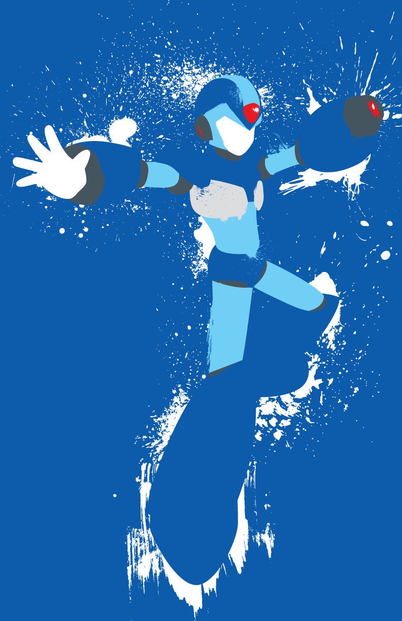 Mega Man X and Zero Splattery Posters