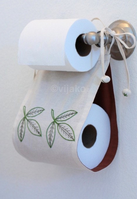 Hímzett fehér toalettpapír tartó levél tervezés