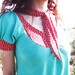 Mint & Red top// red and white polka dot bib blouse
