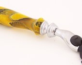 Yellow Swirl Acrylic Mach 3 Razor Shaving Handle (Handmade in USA)