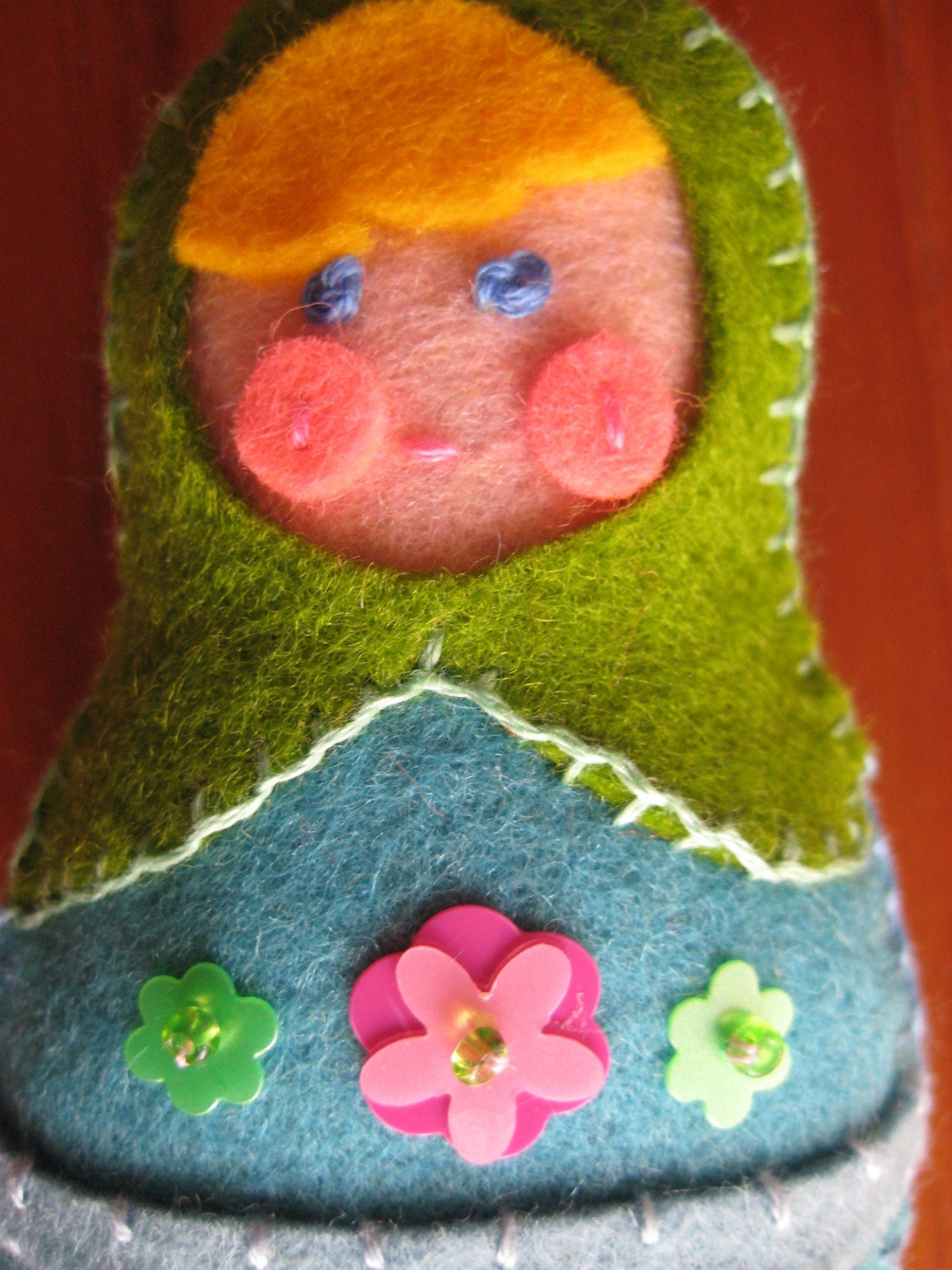 Nesting Doll Pin - Blue