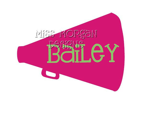 Personalized Cheerleader megaphone iron on decal vinyl for shirts