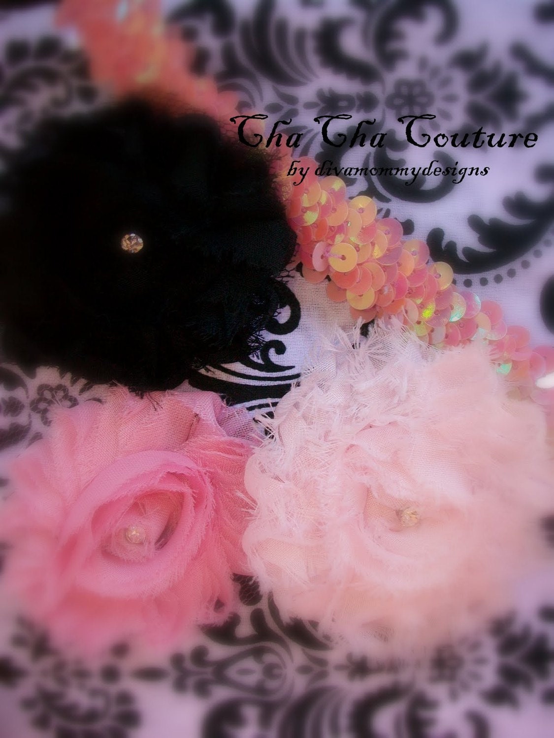 WEEKEND SALE....Limited Creation...FREE US SHIPPING....PARIS PRINCESS TRIO Headband and Clip GIFT SET