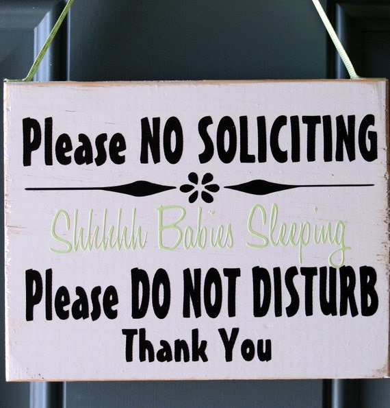 No Soliciting and Do Not Disturb Baby Sleeping door hanger - wood sign - gender neutral