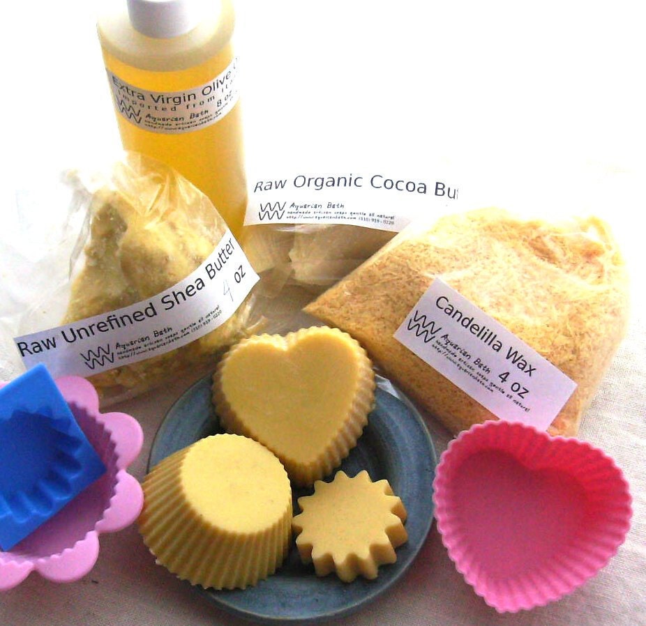 Lotion Bar Kit - Makes 12 Shea & Cocoa Butter Lotion Bars, Includes 3 Recipes - Kit - DIY Kit - Solid Lotion Bar - gift cards accepted