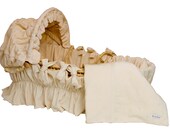 Moses Basket with 100% Organic Cotton Velour and Jersey Bedding Set
