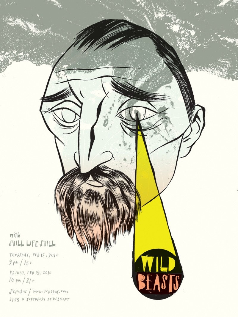 Wild Beasts Screenprinted Gigposter