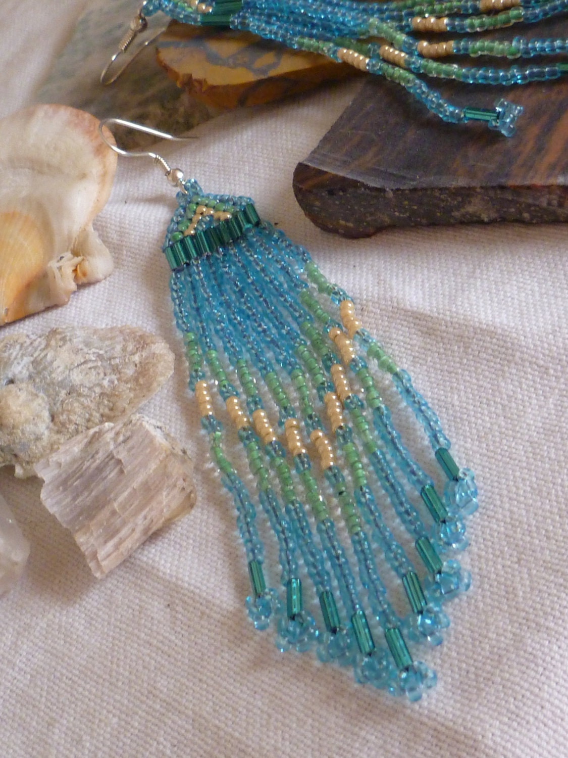 Earrings: Sky Cascade- Bead Woven