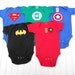 READY TO SHIP Onesie - Super Hero Deluxe Set (Superman, Green Lantern, Captain America, Batman and Robin)