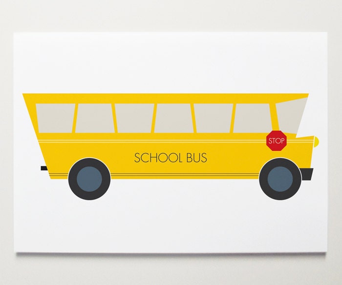 Wall Art, Nursery Wall Art, Car Print, Transportation Art, Nursery Print, Modernpop, School Bus - 19" x 13"