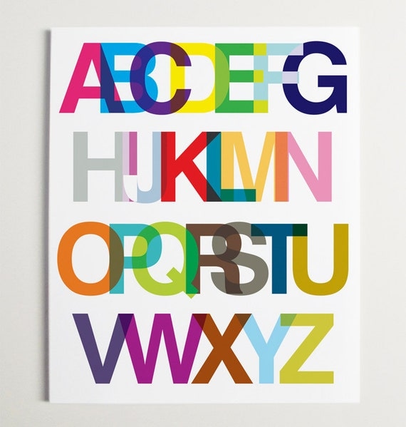 Wall Art, Nursery Wall Art, Helvetica Print, Alphabet Art, Nursery Print, Modernpop, An Alphabetic Ode to Helvetica Wall Art - 13" x 16"
