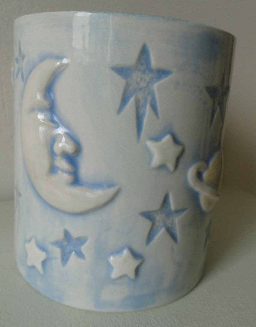 Ceramic Sun Moon Stars Vase Jar with Lid