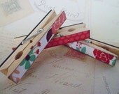 Roses - Decorated Clothespins Fridge Magnets - Set of 3